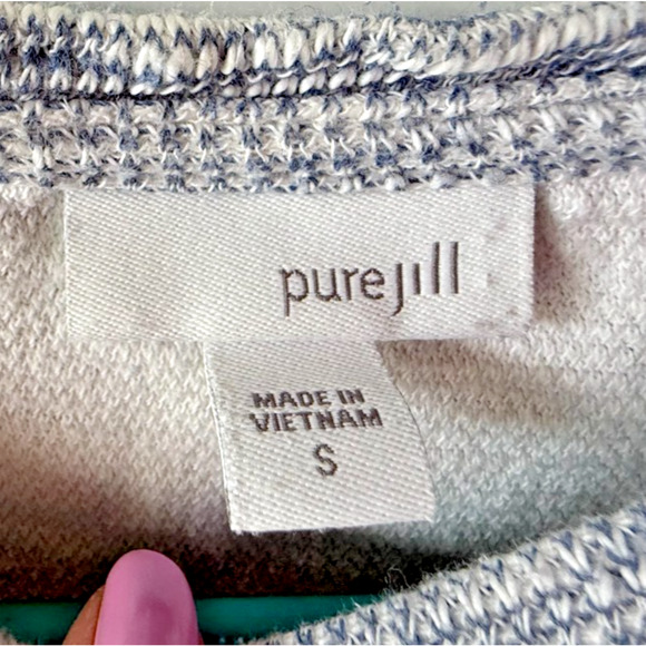 Womens 3/4 Sleeve Cotton Blue White Space Dyed Pullover SM J. Jill Pure Jill - Picture 3 of 8